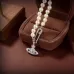 Vivienne Westwood Inspired Pearl Chain Necklace With Crystal Safety Pin Orb Pendant For Timeless Edge #999916155