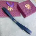 Tory Burch Navy Blue Textured Leather Belt With Silver Logo Buckle For Elegant Outfit Accents 2.5CM #99905621
