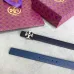 Tory Burch Navy Blue Textured Leather Belt With Silver Logo Buckle For Elegant Outfit Accents 2.5CM #99905621