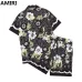 AMIRI Black Floral Monogram Shirt And Shorts Set For Stylish Summer Ensembles #999928235