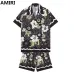 AMIRI Black Floral Monogram Shirt And Shorts Set For Stylish Summer Ensembles #999928235