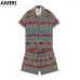 AMIRI Colorful Striped Monogram Shirt And Shorts Set For Vibrant Summer Fashion #999928237