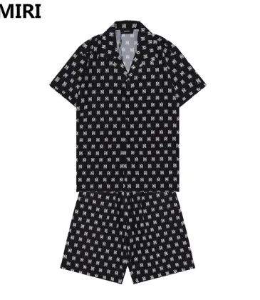 AMIRI Black Monogram Print Shirt And Shorts Set For Elevated Casual Summer Looks #999928238