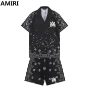 AMIRI Black Bandana Print Shirt And Shorts Set For Edgy Summer Street Style #999928241