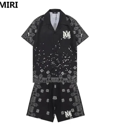 AMIRI Black Bandana Print Shirt And Shorts Set For Edgy Summer Street Style #999928241