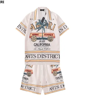 AMIRI California Arts District Printed Shirt and Shorts Set for Summer Fashion #999928243