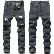 Balmain Inspired Distressed Black Denim Jeans for Edgy Fashion Statements #99904322