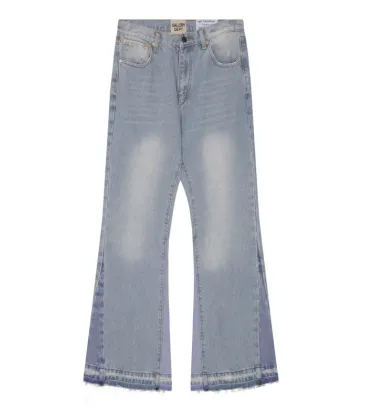 Gallery Dept Light Blue Flared Jeans With Contrast Side Panels And Frayed Hems For Trendy Looks #A32232