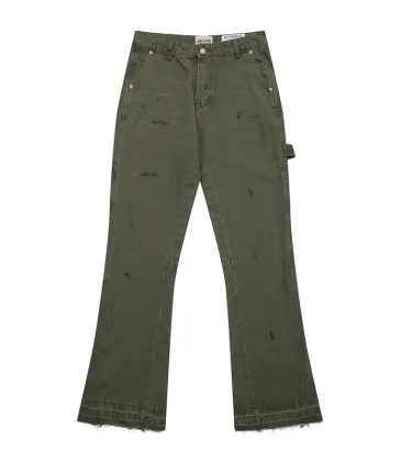 Gallery Dept Olive Green Flared Jeans Distressed Military Inspired Denim #A45147