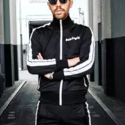 Palm Angels Black Tracksuits With White Stripes And Logo For Streetwear Fashion #9128078