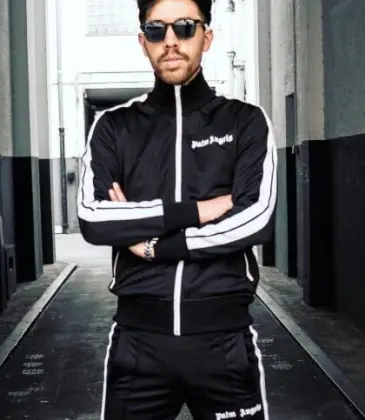 Palm Angels Black Tracksuits With White Stripes And Logo For Streetwear Fashion #9128078