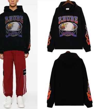 RHUDE Eagle Graphic Hoodie With Flame Sleeves For Bold Streetwear Fashion Statements #A31199