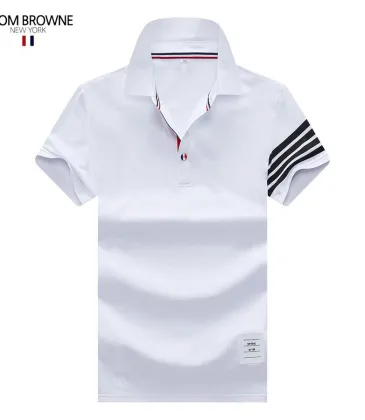 Thom Browne White Polo Shirt With Signature Striped Details For Timeless Sophistication #9873641