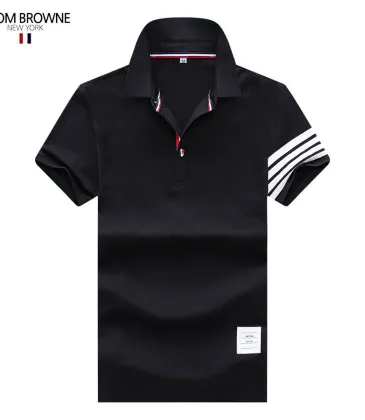 Thom Browne Black Polo Shirt With Signature Striped Accents For Sophisticated Style #9873642