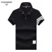 Thom Browne Black Polo Shirt With Signature Striped Accents For Sophisticated Style #9873642