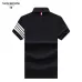 Thom Browne Navy Polo Shirt With Iconic Striped Details For Timeless Style #9873643