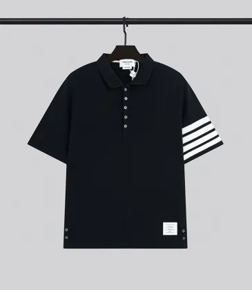 THOM BROWNE Black Polo Shirt With Signature White Stripes For Elevated Casual Style #999932959