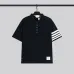 THOM BROWNE Black Polo Shirt With Signature White Stripes For Elevated Casual Style #999932959