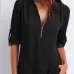 V-neck zipper large size women's long-sleeved sleeves loose chiffon shirt (S-5XL) #9116411