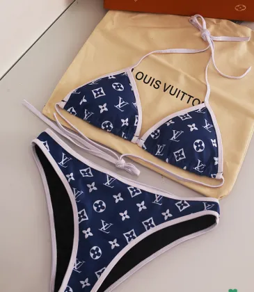 Louis Vuitton Inspired Blue Bikini Set with Classic Monogram Patterns #99116375