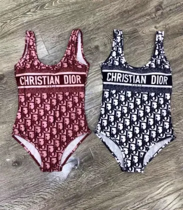 Christian Dior Monogram One - Piece Swimsuits In Pink And Navy For Stylish Beach Looks#9122120
