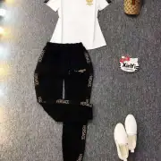 Versace - Inspired White Tee And Black Track Pants Set For Trendy Casual Wear #9874303