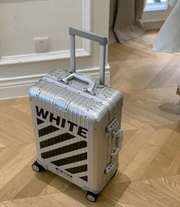 Stylish Silver Off - White Aluminum Luggage With Distinctive Branding For Travel And Fashion #A26261