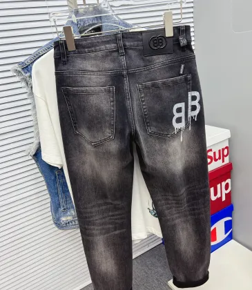 Balenciaga Men's  Jeans Style Distressed Denim Jeans With Dripping BB Print #A42421