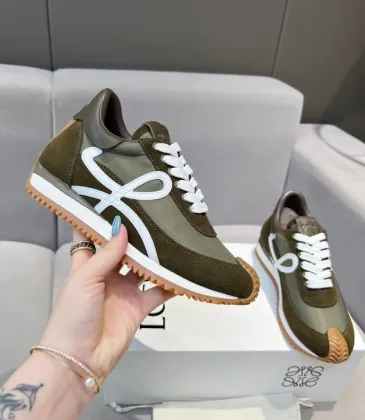 Chic Olive Green Loewe Sneakers With White Bow Accents And Retro Sporty Flair Unisex Shoes #A30336
