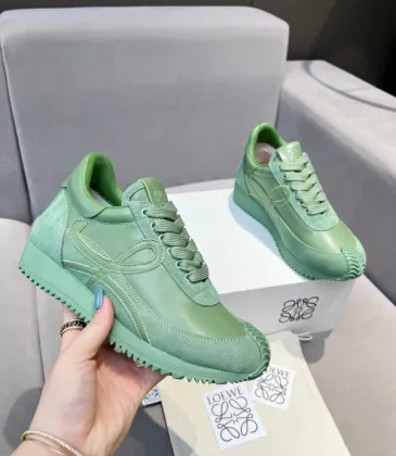Elegant Sage Green Loewe Sneakers With Gold Accents And Retro Sporty Charm #A30337