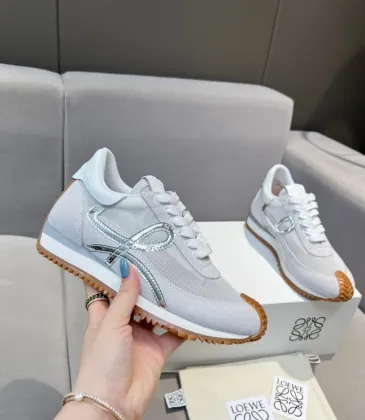 Stylish Light Gray Loewe Sneakers With Silver Bow Accents And Sporty Elegance Unisex Shoes #A30338