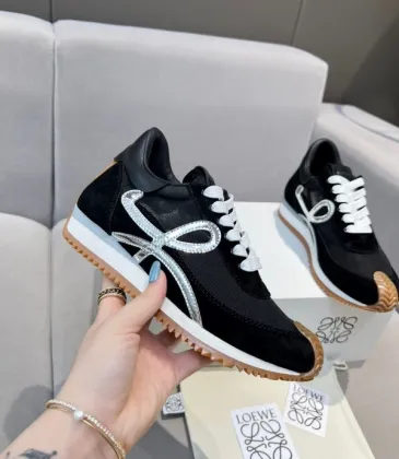 Chic Black Loewe Sneakers With Silver Bow Accents And Luxe Textured Design #A30339