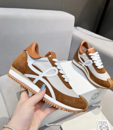 Chic Loewe Sneakers With Brown And White Tones And Signature Bow Like Accents Unisex Shoes #A30346
