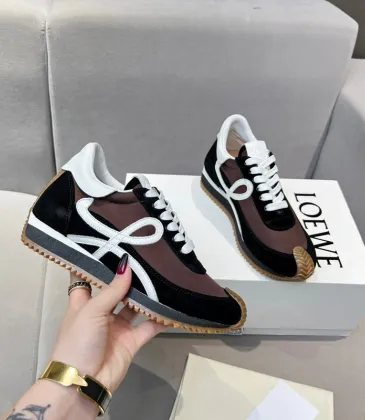 Stylish Loewe Sneakers With Brown Black And White Color Blocking And Signature Design Unisex Shoes #A30348