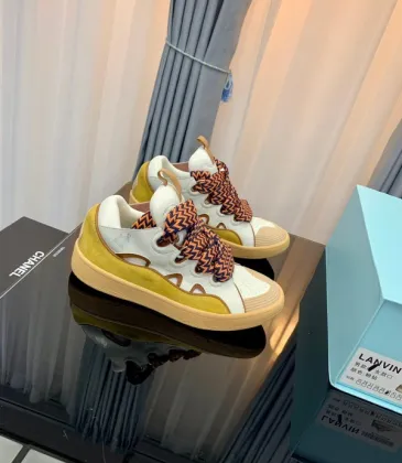 Stylish Lanvin Sneakers With White And Yellow Tones And Unique Zigzag Lacing Design Unisex Shoes #A30441