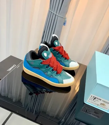 Stylish <b>Replica Lanvin Sneakers</b> With Blue And Green Tones And Unique Red Lacing Design #A30443