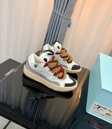 Eye Catching Lanvin Sneakers With Colorful Braided Laces And Chic Two Tone Design Unisex Shoes #A30446