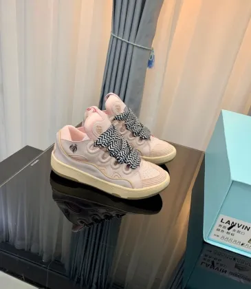 Elegant Lanvin Pink Sneakers With Distinctive Zig Zag Lacing And Premium Design Unisex Shoes #A30449