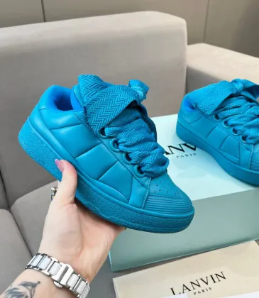 Lanvin Blue Low Top Sneakers With Quilted Design And Bow Laces Unisex Shoes #A43758