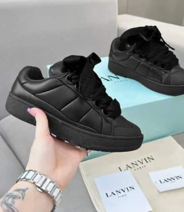 Lanvin Black Low Top Sneakers Quilted Design with Bow Accent Laces Unisex Shoes #A43759
