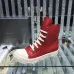 Striking Red Rick Owens DRKSHDW High - Top Boots With White Accents For Edgy Style #A26937
