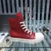 Striking Red Rick Owens DRKSHDW High - Top Boots With White Accents For Edgy Style #A26937