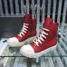 Striking Red Rick Owens DRKSHDW High - Top Boots With White Accents For Edgy Style #A26937