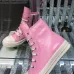 Chic Pink Rick Owens DRkshdw High - Top Boots With White Accents For Edgy Fashion #A26940