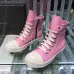 Chic Pink Rick Owens DRkshdw High - Top Boots With White Accents For Edgy Fashion #A26940