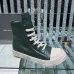 Sophisticated Dark Green Rick Owens DRKSHDW High - Top Boots with White Accents for Bold Style #A26941