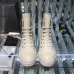 Sleek Cream - Colored Rick Owens DRKSHDW High - Top Boots for Contemporary Edgy Fashion #A26942