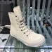 Sleek Cream - Colored Rick Owens DRKSHDW High - Top Boots for Contemporary Edgy Fashion #A26942