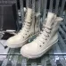 Sleek Cream - Colored Rick Owens DRKSHDW High - Top Boots for Contemporary Edgy Fashion #A26942