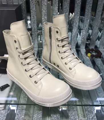 Sleek Cream - Colored Rick Owens DRKSHDW High - Top Boots for Contemporary Edgy Fashion #A26942